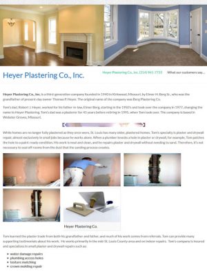 Heyer Plastering.com Website by Saintlouismetropages.com